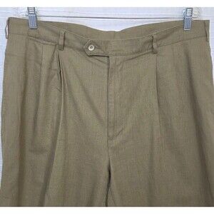 GREG NORMAN Linen Blend Chino Style Short 9.5" Pleated Front Dark Sand Men's 38